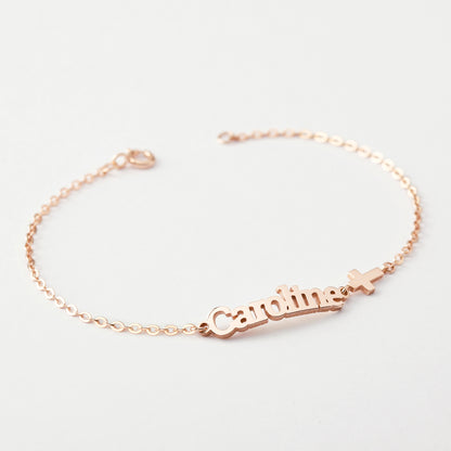 Green Millie custom name bracelet for teenage girls, featuring personalized jewelry with her name in stylish bracelet design.