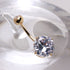 14K yellow gold navel ring with large clear round prong set cubic zirconia, jewelry and watches by Peridot