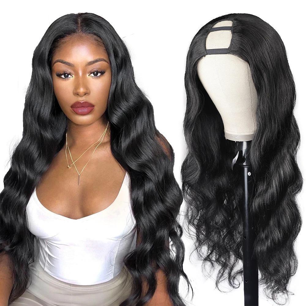 Cerise Alfie U Part Wig with body wave Brazilian Remy human hair, designed for Black women, showcasing the natural wave and hair density.