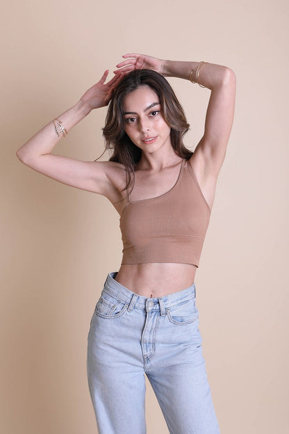 Mocha offset shoulder brami top from Periwinkle Aether&