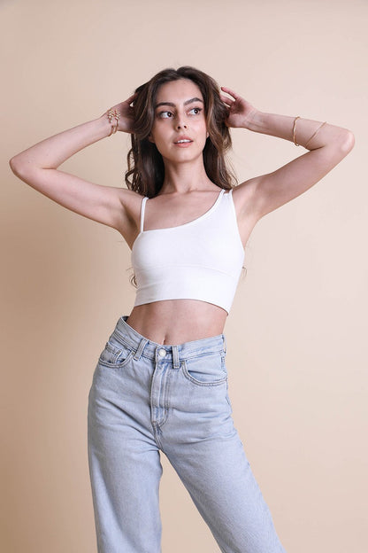 White offset shoulder brami top from Periwinkle Aether&