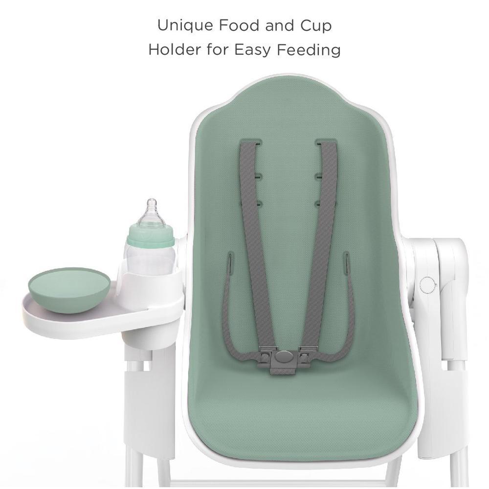 Ultramarine Dione Oribel Cocoon baby high chair for infants and toddlers, featuring a sleek design and adjustable safety harness.