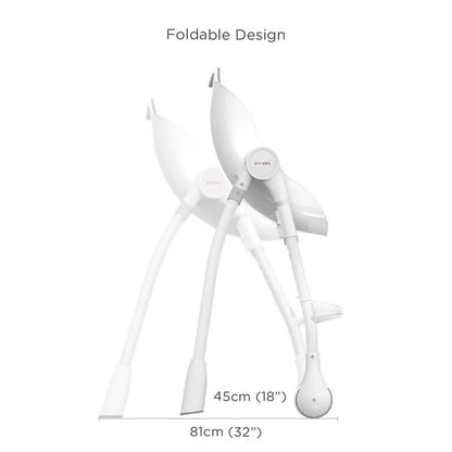 Ultramarine Dione Oribel Cocoon baby high chair for infants and toddlers, with padded seat and safety harness for feeding.