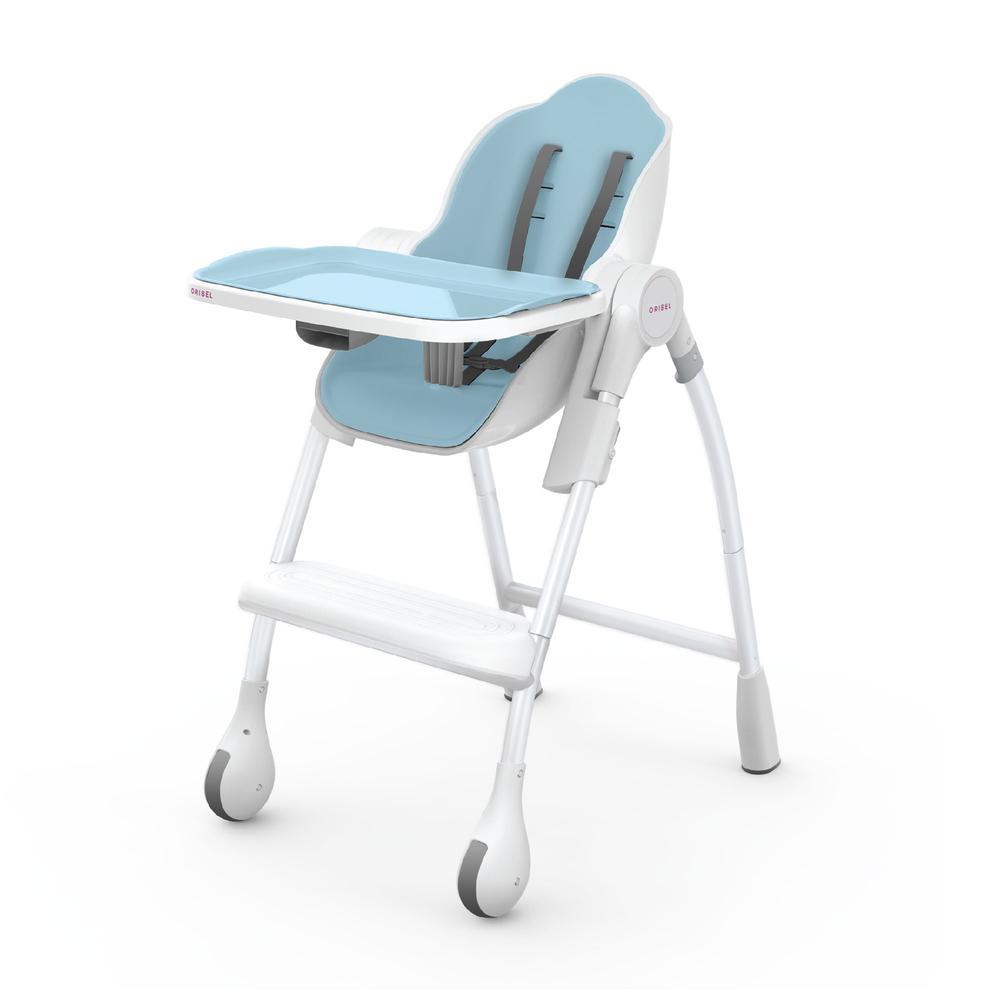 Ultramarine Dione Oribel Cocoon baby high chair with padded seat and safety harness for infant toddler feeding and comfort.