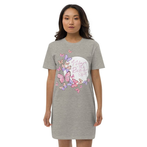 Heather grey organic cotton t-shirt dress for women by Cerise Alfie, casual and comfortable for everyday wear.