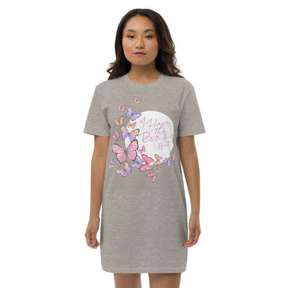 Heather grey organic cotton t-shirt dress for women by Cerise Alfie, casual and comfortable for everyday wear.