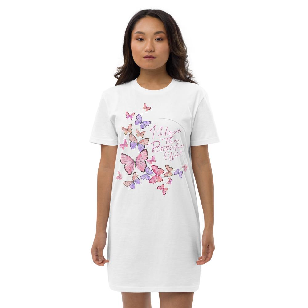 White organic cotton T-shirt dress for women by Cerise Alfie, casual and comfortable with a simple front view.