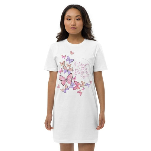 White organic cotton T-shirt dress for women by Cerise Alfie, shown from the front with a relaxed fit.