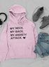 Jade Thalassa "My Neck My Back My Anxiety Attack" hoodie paired with trendy sneakers and jeans, casual streetwear style.