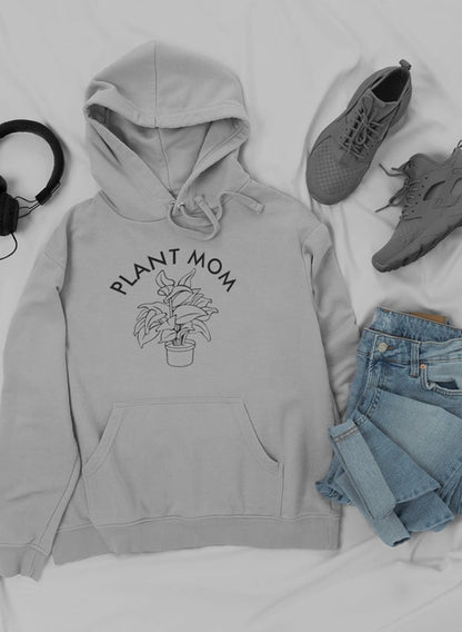 Plant Mom hoodie from Jade Thalassa paired with trendy sneakers and jeans in a casual outfit mockup.
