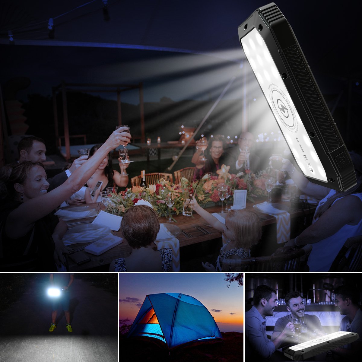 Salmon Lucky Sun Chaser Mini solar-powered wireless phone charger with 10,000mAh capacity, compact tech accessory for on-the-go charging