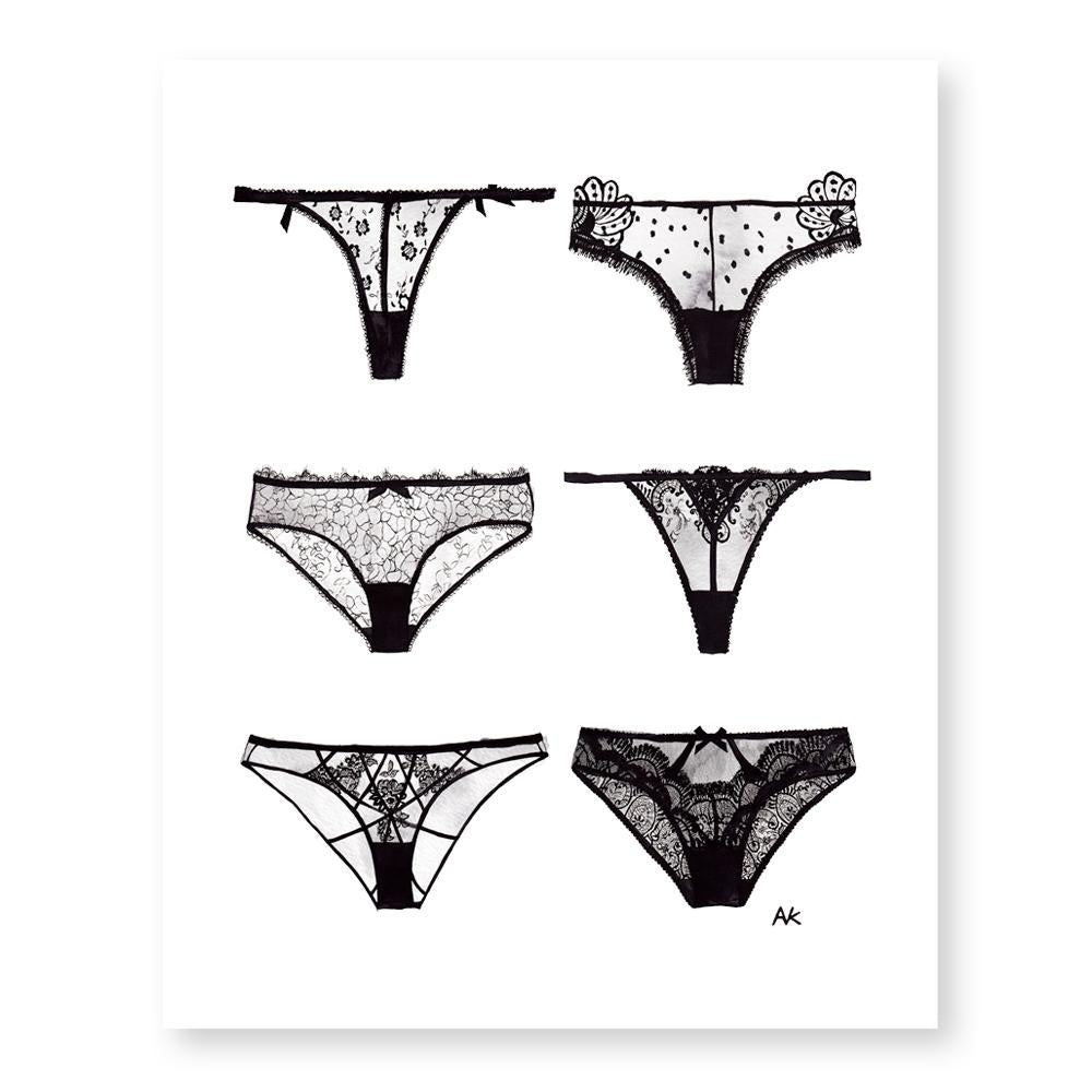 Art print of a panty lingerie design by Magenta Lelantos, perfect as a gift, featuring detailed and colorful lingerie artwork.