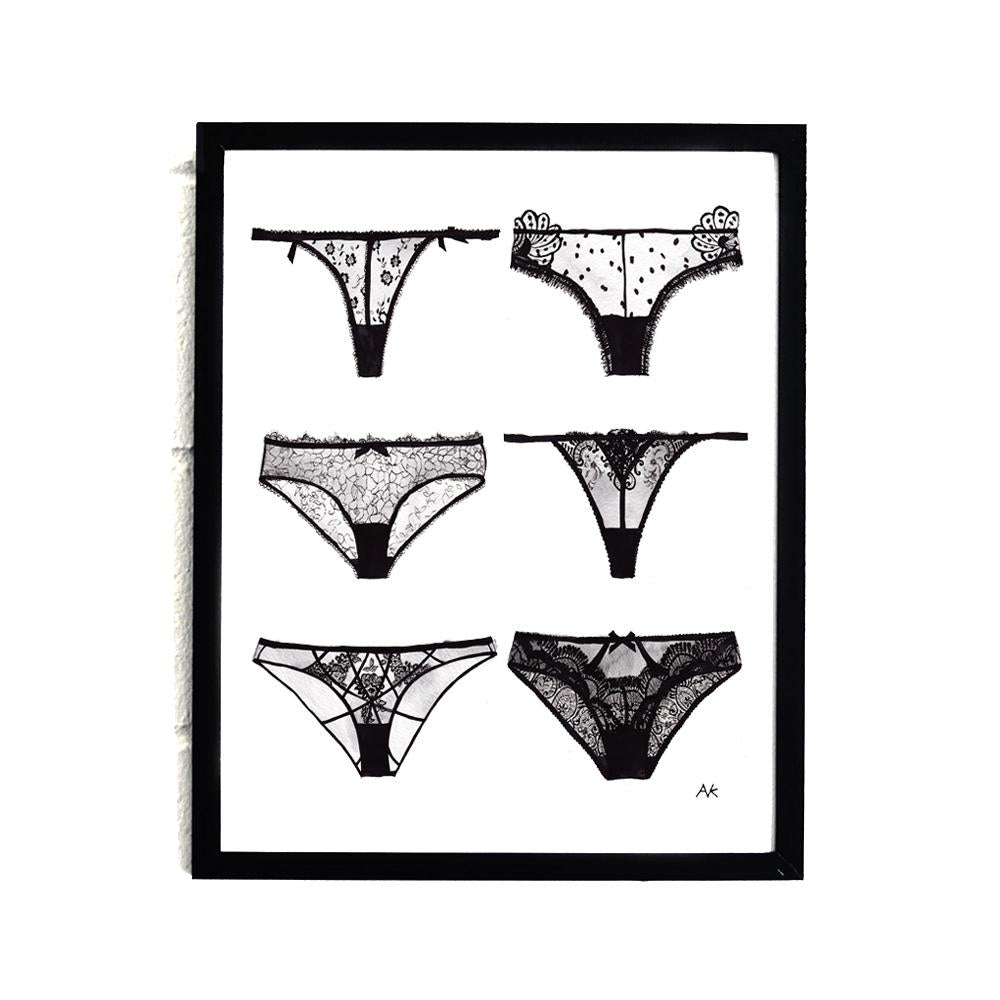 Colorful panty lingerie art print poster by Magenta Lelantos, featuring vibrant design suitable for gift or home decor.