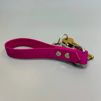 Scarlet Nyx BioThane key ring with a colorful, durable keychain design featuring the brand name and vibrant strap.