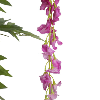 Pink flowering artificial Wisteria plant from Lemon Artemis, 180cm tall, ideal for home decor with vibrant pink blossoms.