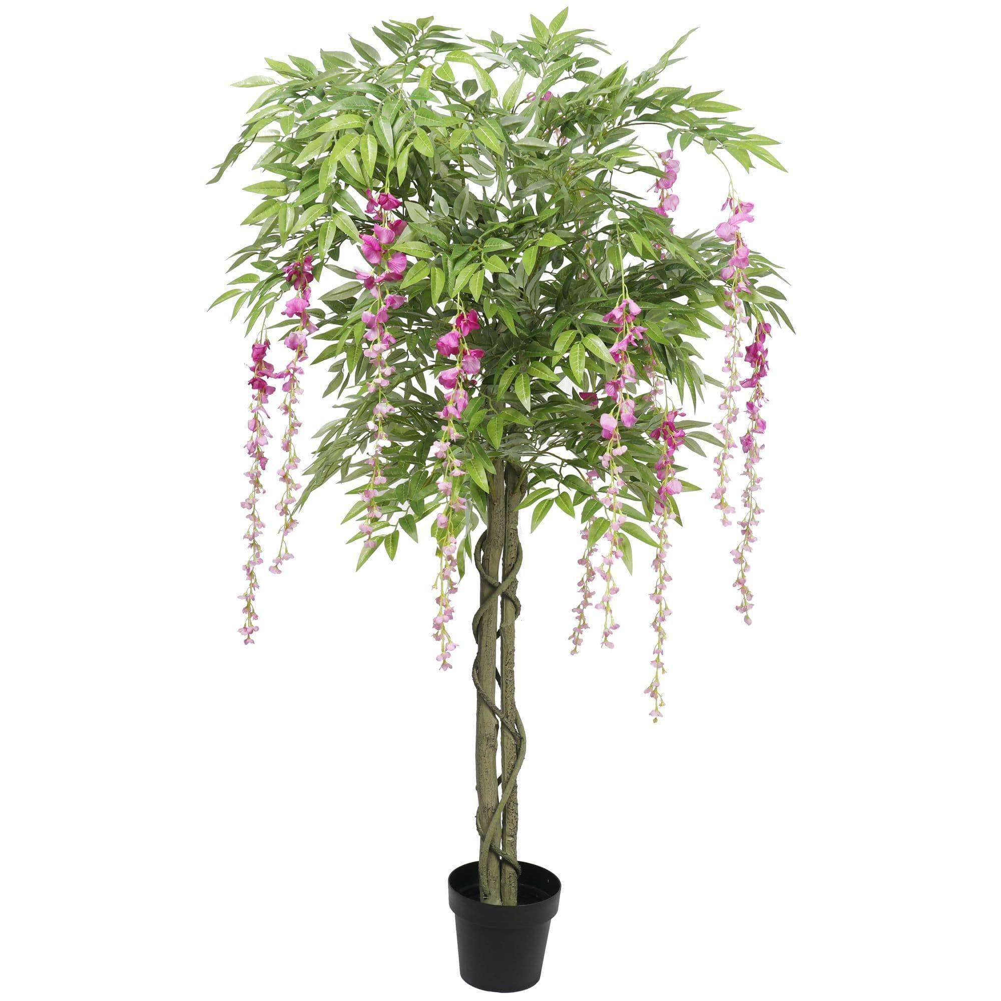 Pink flowering artificial wisteria plant from Lemon Artemis, 180cm tall, ideal for home decor with vibrant, realistic blooms.