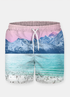Pink Sky 2 Shorts T-shirt by Sky Felix featuring a vibrant pink sky design, casual fit, and comfortable fabric.