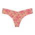 Lime Lucy playful print seamless thong panty in pink with floral pattern, comfortable lingerie for everyday wear.