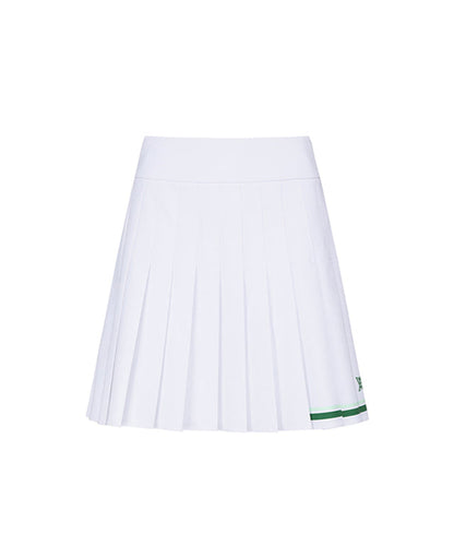 Start2Finish pleated skirt in white, showcasing a stylish, flowy design with elegant pleats and a comfortable fit.