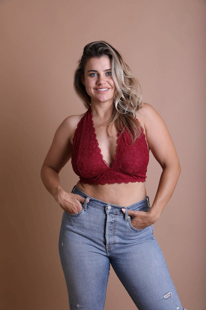 Plus Halter Top Bralette from Periwinkle Aether, soft fabric with a halter neckline, styled as a trendy accessories piece.