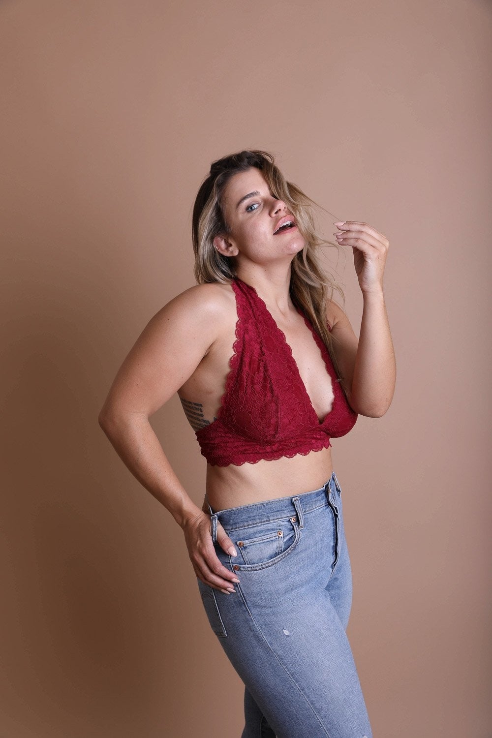 Plus halter top bralette from Periwinkle Aether, featuring a stylish design with adjustable straps and soft fabric.