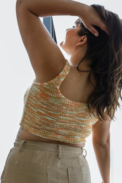Plus-size Cozy Boucle Lounge Brami by Periwinkle Aether, an orange tank top with soft boucle fabric and comfortable fit.