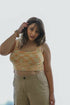 Plus-size Cozy Boucle Lounge Brami tank top by Periwinkle Aether in orange, featuring a soft, textured boucle fabric and relaxed fit
