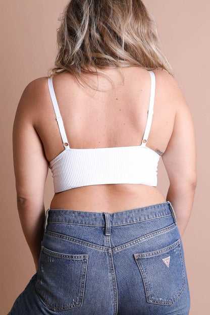Plus size waistband loop lace brami by Periwinkle Aether, elegant stretchy lace camisole with a comfortable waistband.