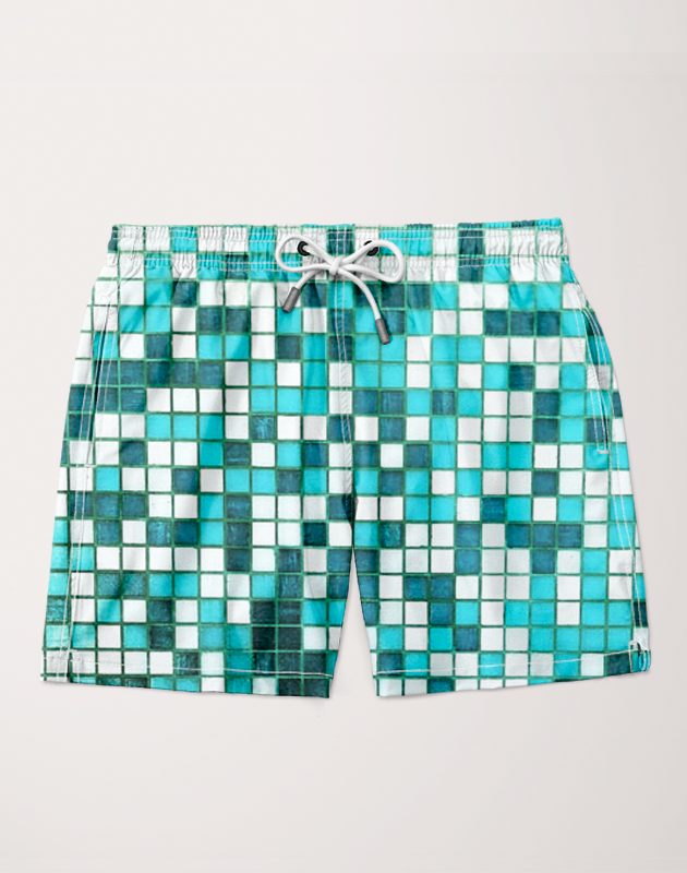 Sky Felix Pool Tiles Shorts T-shirt featuring a vibrant pool tile pattern, casual and stylish for summer wear.