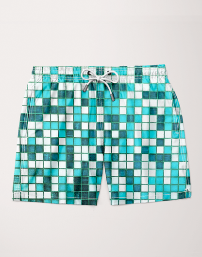 Sky Felix Pool Tiles Shorts T-shirt featuring a vibrant pool tile pattern, casual and stylish for summer wear.