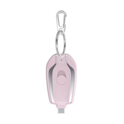 Taupe Gaia portable mini rechargeable power bank with plug, compact tech accessory for charging devices on the go.