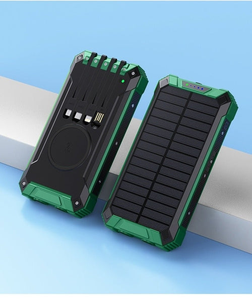 Taupe Gaia portable wireless outdoor solar power bank with built-in solar panel and compact design for on-the-go charging.
