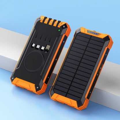 Taupe Gaia portable wireless outdoor solar power bank with built-in solar panels, compact tech accessory for charging devices outdoors.