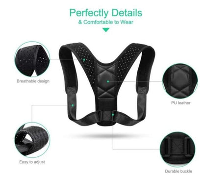 Unisex adjustable back posture corrector by Yellow Pandora, showing how it supports and aligns the shoulders and spine.