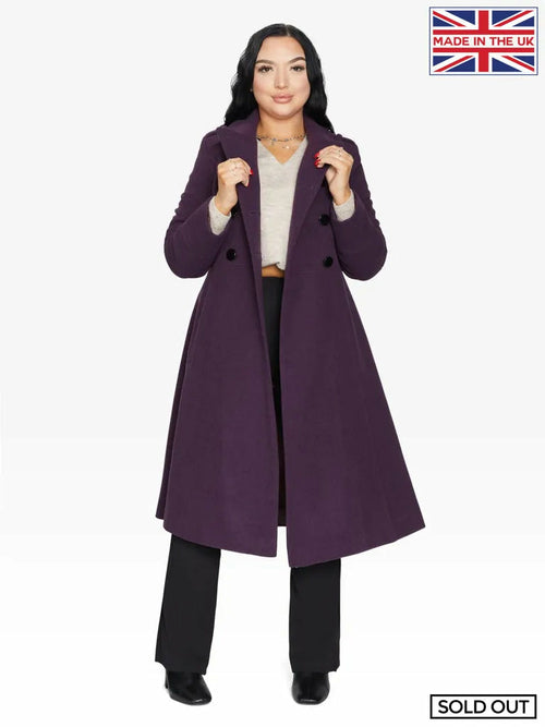 Purple A-Line double-breasted coat by Rose Eleusis, stylish women&