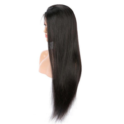Cerise Alfie Brazilian straight lace frontal wig with pre-plucked baby hairs, 13x6 transparent lace, natural hairline, and full coverage.