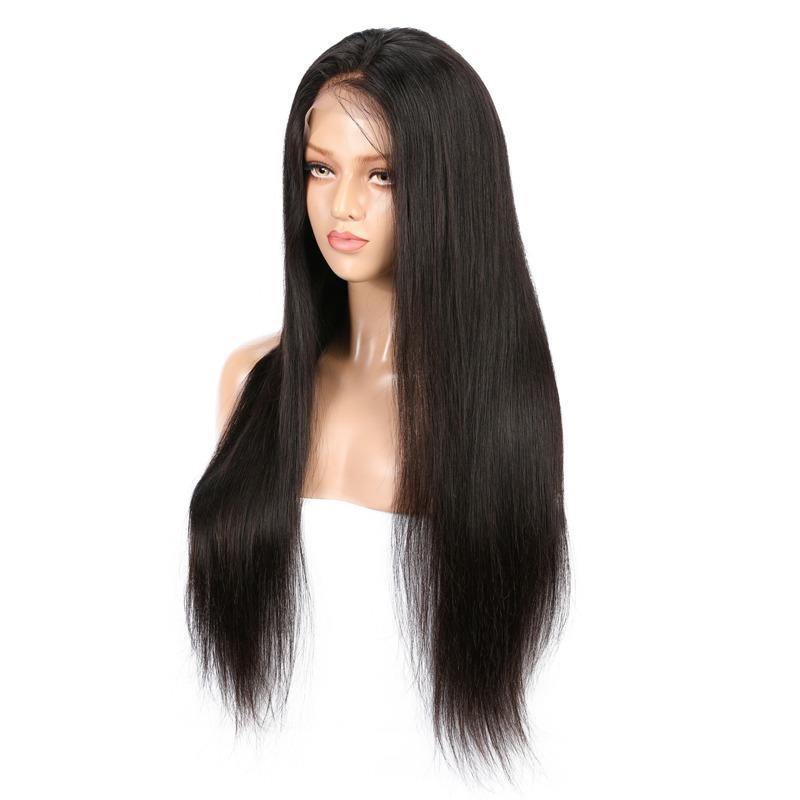 Cerise Alfie Brazilian human hair lace frontal wig with pre-plucked baby hairs, straight style, 13x6 transparent lace frontal for natural look