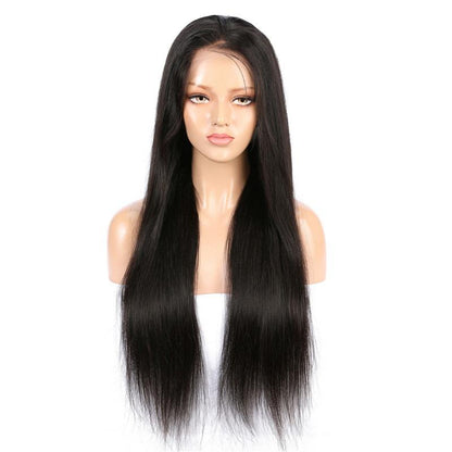 Cerise Alfie Brazilian straight hair lace frontal wig with pre-plucked baby hairs, 13x6 transparent lace frontal for natural look