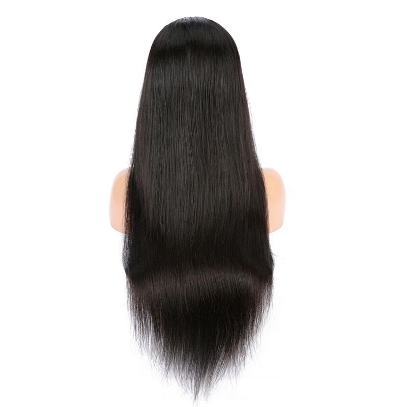 Pre-plucked Brazilian human hair lace frontal wig with baby hairs, straight style, 13x6 transparent lace, by Cerise Alfie.