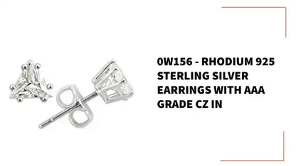 0W156 - Rhodium 925 Sterling Silver Earrings with AAA Grade CZ in by@Outfy