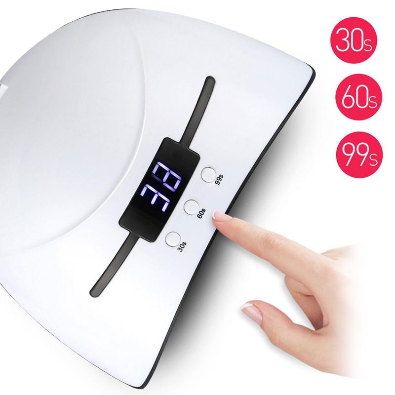 Yellow Pandora acrylic gel UV LED nail curing lamp with digital display and wide opening for professional nail polish drying.