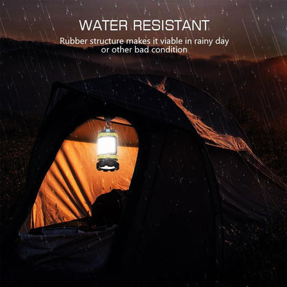 Yellow Pandora handheld LED camping lantern with waterproof design, versatile for outdoor sports and outdoor activities.