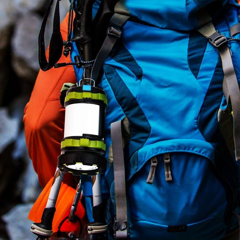 Yellow Pandora handheld LED camping lantern, waterproof and multifunctional, ideal for outdoor sports and camping activities.