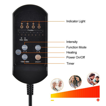 Yellow Pandora portable vibrating heat therapy massage cushion with plush mattress for relaxing healthcare comfort.