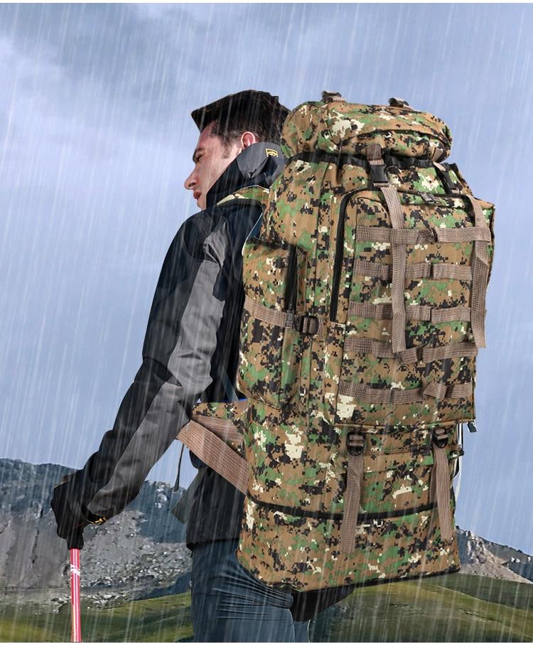 Yellow Pandora waterproof outdoor camping backpack with 100L large capacity, designed for hiking and outdoor adventures.