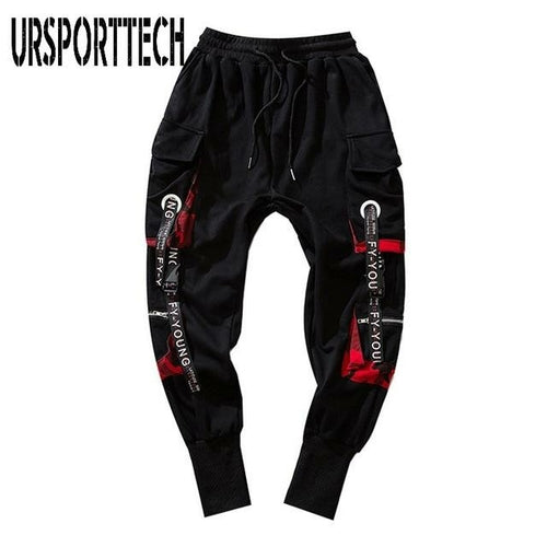 Grey Beech Letter Ribbons Cargo Pants showing the stylish cargo design with letter ribbon accents and adjustable waistband.