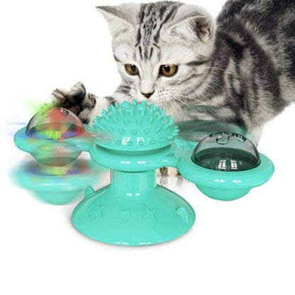 Yellow Pandora Cats Whirling LED Balls for pets, colorful spinning toy with bright LED lights for cats to play and chase.