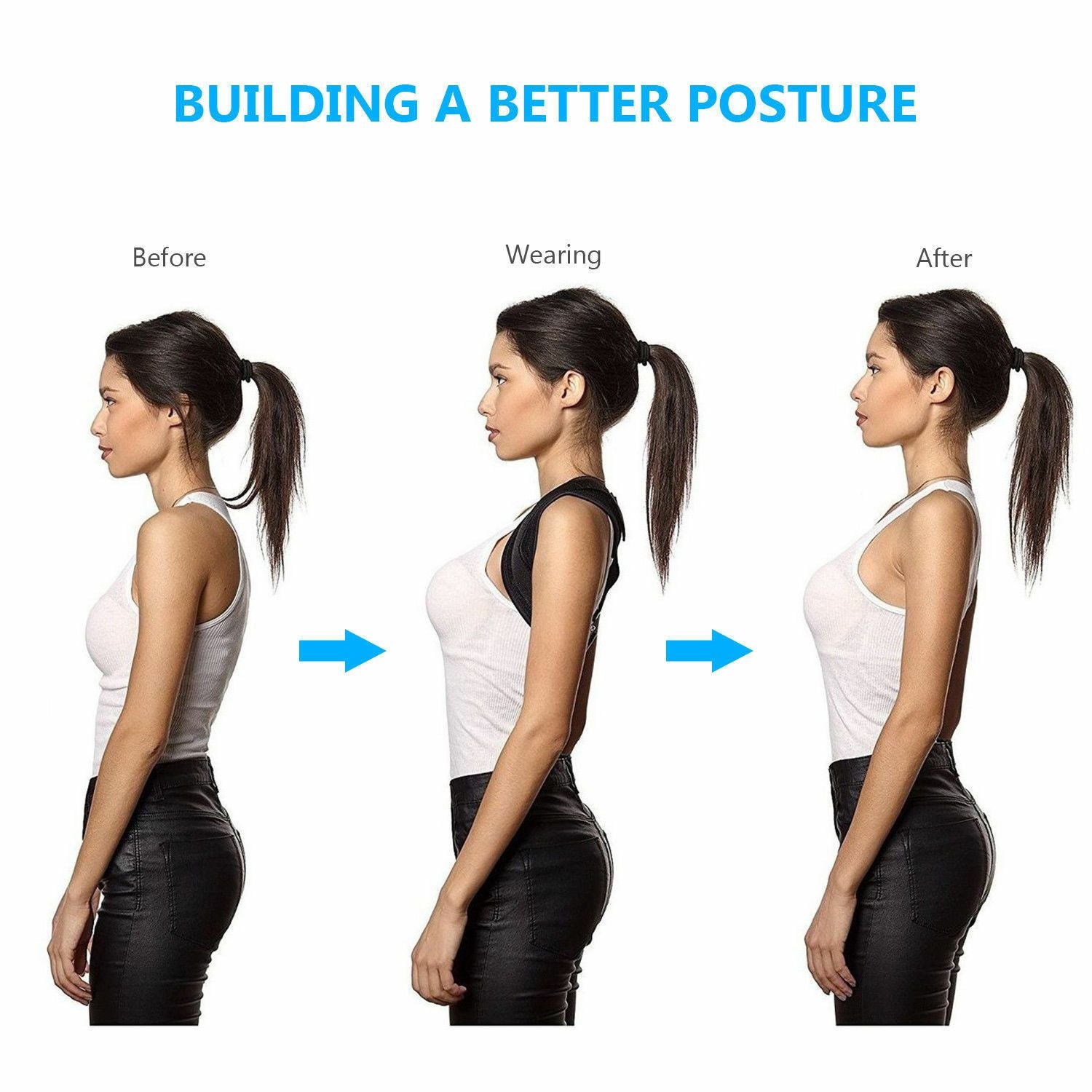 Yellow Pandora unisex adjustable back posture corrector for bodycare, featuring straps and supportive design for improved posture.