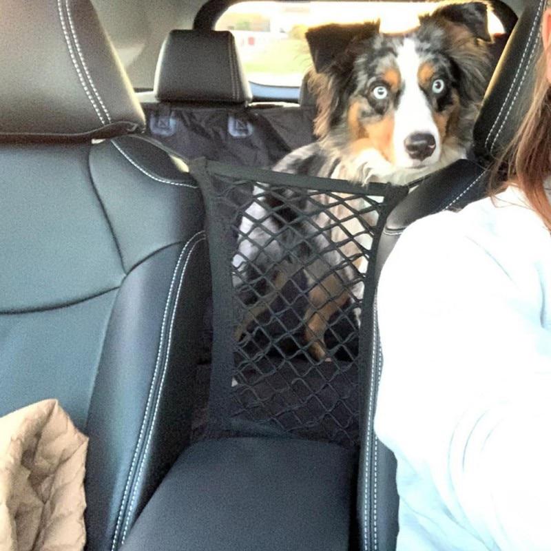 Yellow Pandora premium pet car net with durable mesh for securing pets during car rides