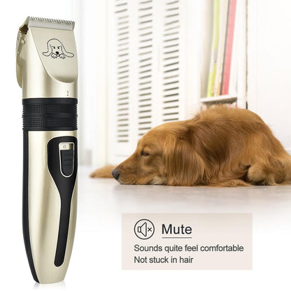 Yellow Pandora pet hair clipper set for grooming pets, featuring professional blades and accessories in a compact case.